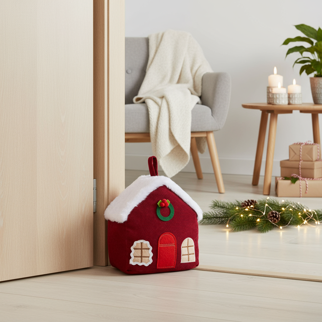 Opritor pentru ușă, casa Moșului Crăciun, roșu