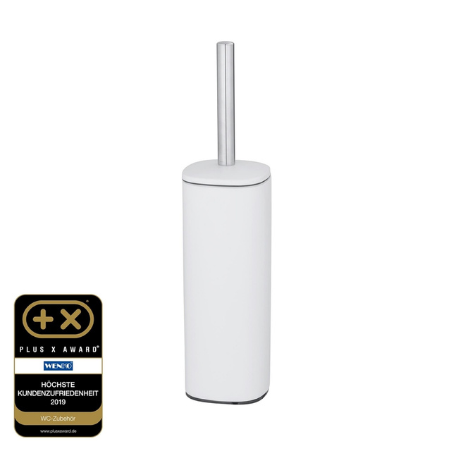 Perie de toaleta din otel vopsit ALASSIO, alb, cu maner argintiu, Wenko