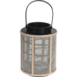 Felinar din bambus cu corp metalic, Ø 17 x 22 cm