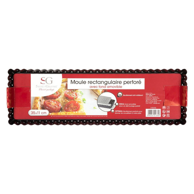 Tava alungita cu gauri, 35 x 11 cm, metal