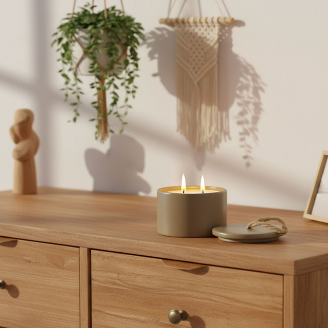 Lumânare în recipient din porțelan HELI, Ø 10 cm, verde