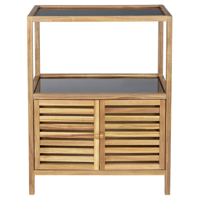 Etajeră de baie cu dulap din lemn de salcâm FONDI, înălțime 86 cm