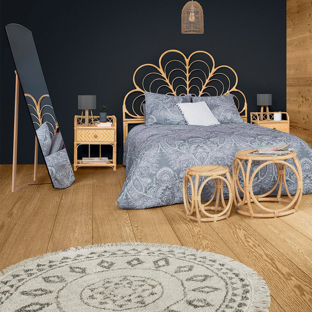 Covor etnic rotund cu franjuri, bumbac, Ø 120 cm