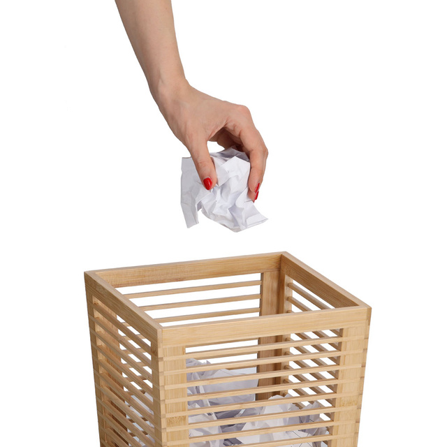 Cos de hartie din bambus pentru birou, 23,5 x 23,5 x 33 cm