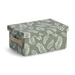 Cutie depozitare cu capac, bumbac, motiv frunze