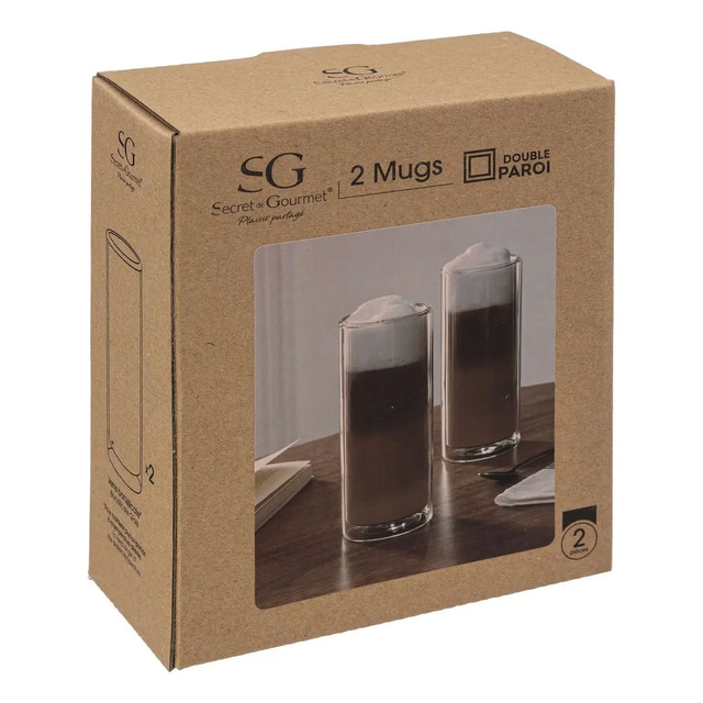 Set 2 pahare pentru latte CLEA, 350 ml