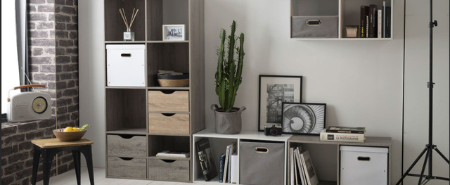 Sertar cu polita, 31 x 31 x 16 cm, maro deschis