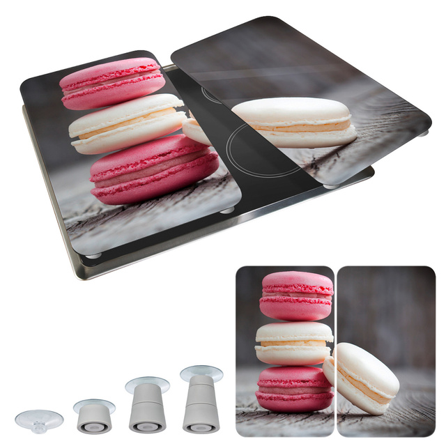 Plăci de protecție din sticlă MACARONS pentru aragaz – 2 bucăți, WENKO, macarons