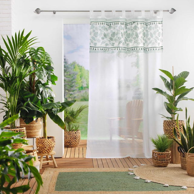Perdeau cu bretele MILAGREEN, model tropical, 140 x 240 cm
