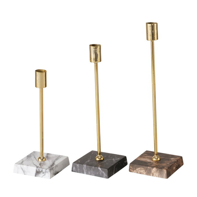 Set 3 suporturi  pentru lumanari  Largo, baza din  beton imitand  marmura