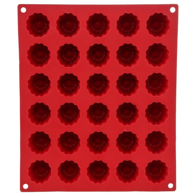 Tava din silicon 30 briose, Rosu, 28,5x24x3,5 cm, Secret de Gourmet