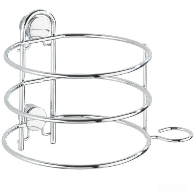 Suport pentru uscatorul de par Wenko Classic, Otel inoxidabil, 13.5 x 11 x 10.5 cm, 9.5 cm diametru, Argintiu