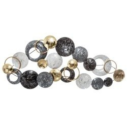 Decor perete DECO, metal, 93x43 cm, gri și auriu