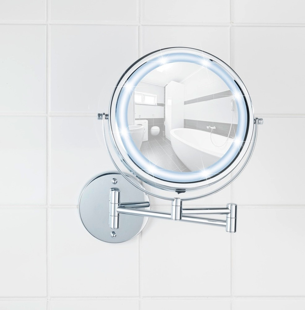 Oglindă cosmetică de perete Power-Loc LUMI cu iluminare LED, mărire x5, WENKO