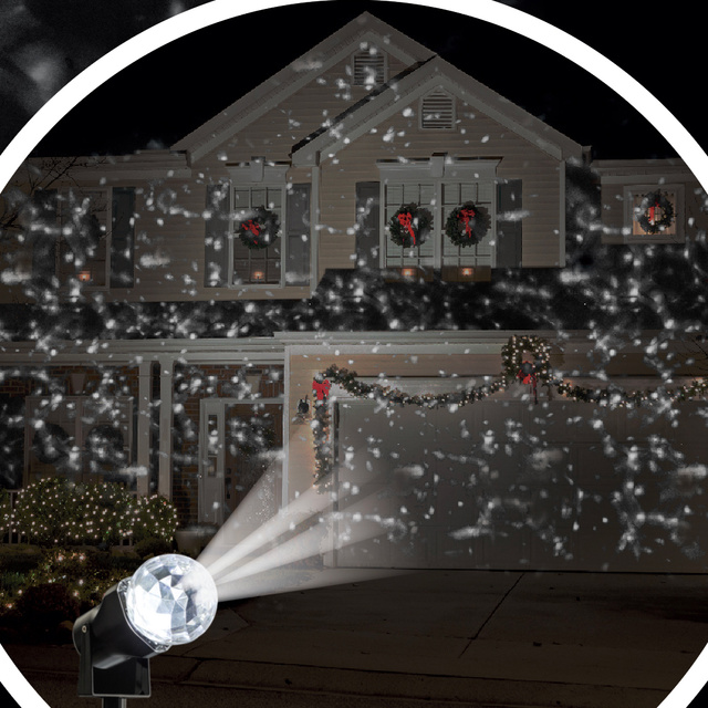 Proiector exterior, fulgi de zăpadă