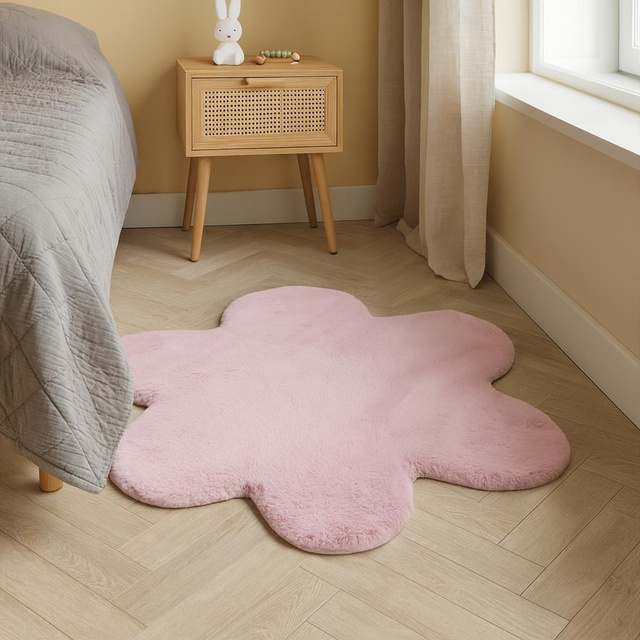 Covor pentru camera copiilor floare TELOS, 90 x 60 cm, roz.