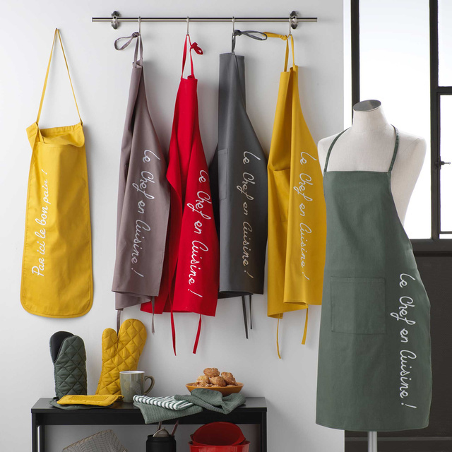 Șorț de bucatarie cu buzunar, galben, 60 x 84 cm