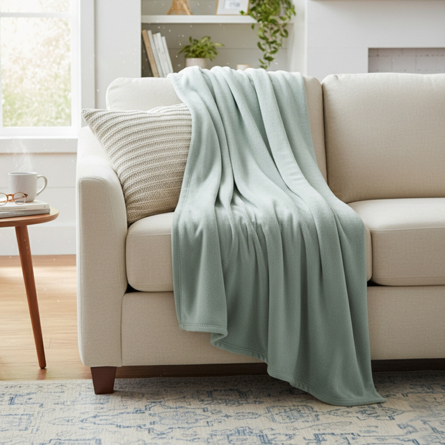 Pătură din pluș 180 x 220 cm, verde deschis