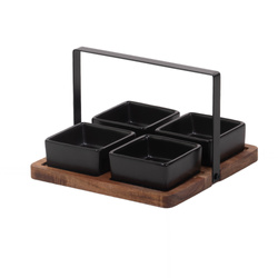 Set boluri pe tavă de lemn, 4 bucati