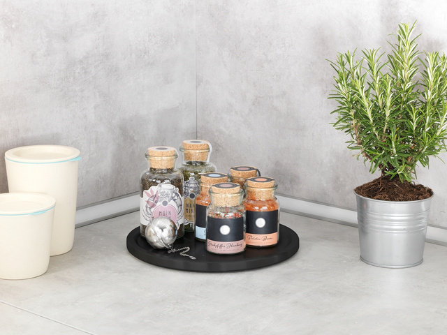 Organizer pentru bucătărie, LAZY SUSAN, metalic, Ø 26,5 cm, WENKO, negru