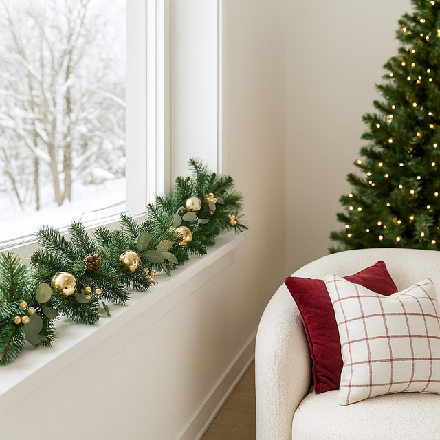 Ghirlanda de Craciun cu globuri, 200 cm