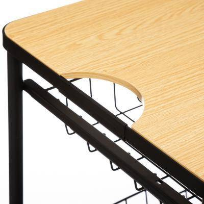 Cărucior de bucătărie cu tavă și coșuri, negru