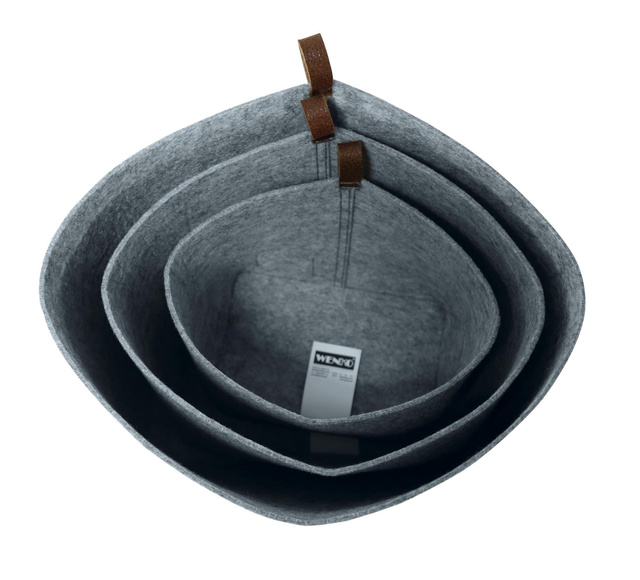 Organizator pentru cosmetice si obiecte mici FELI, imitatie de pasla, gri, 24 x 16 x 16 cm, Wenko