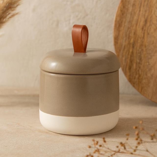 Recipient ceramic pentru dischete THE PASTELS, Ø 10 cm, taupe