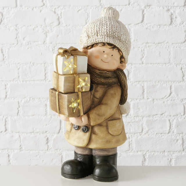 Figurina OSKAR cu iluminare LED, băiat cu cadouri 44,5 cm