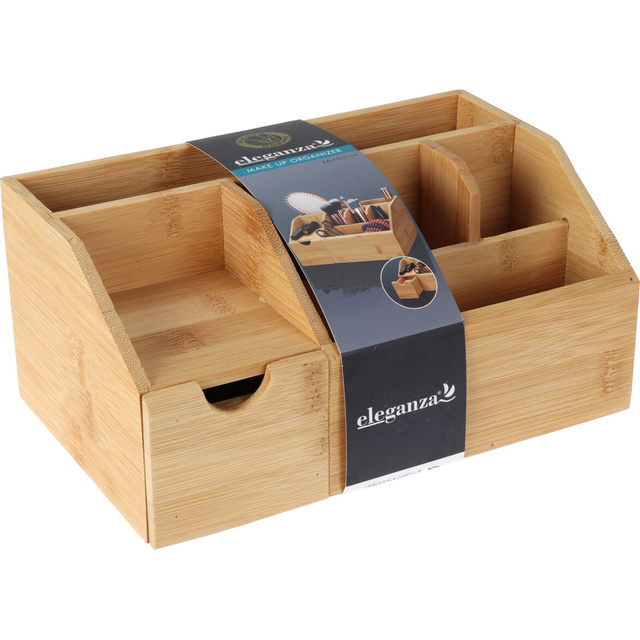 Organizator pentru cosmetice, din bambus, natural, 24 x 15 x 11 cm