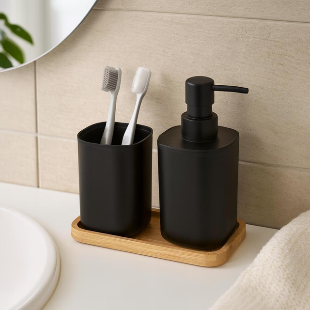 Set de baie CUB, negru, 3 piese