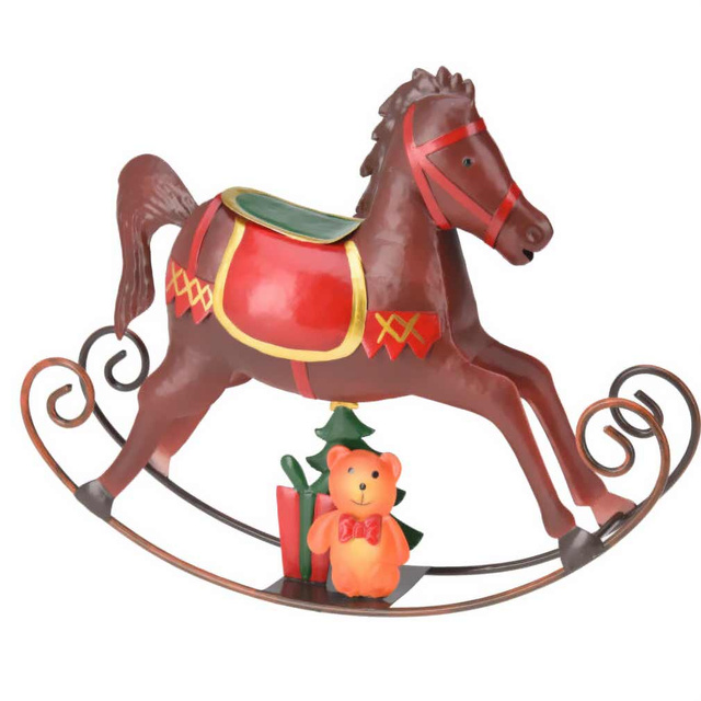 Căluț metalic pe arc, figură de sărbătoare 34 cm