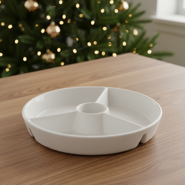 Platou rotund pentru aperitive cu compartimente și loc pentru sos, Ø 19,5 cm