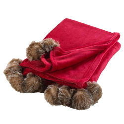 Pătură de blană moale SNOWY cu pompoane, 125 x 150 cm