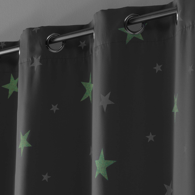Perdea cu model pe ochiuri, stele FLUO NIGHT strălucind în întuneric