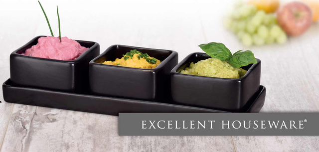 Boluri din ceramica LABA, pe tava dreptunghiulara