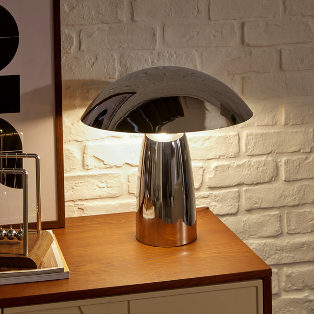 Lampa de noapte ciupercă OMIA, argintie, înălțime 34 cm