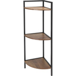 Raft colțar metalic, 3 rafturi din MDF, 23,5 x 23,5 x 76 cm