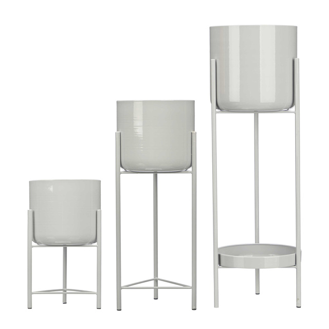 Set de ghivece de diferite dimensiuni, metal, 3 buc.