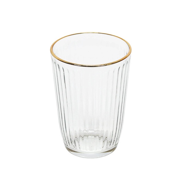 Pahar striat cu margine aurie, 395 ml