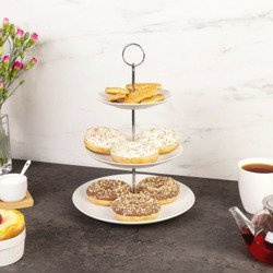 Platou rotund pentru prăjituri, torturi, fructe - 3 niveluri, ceramică