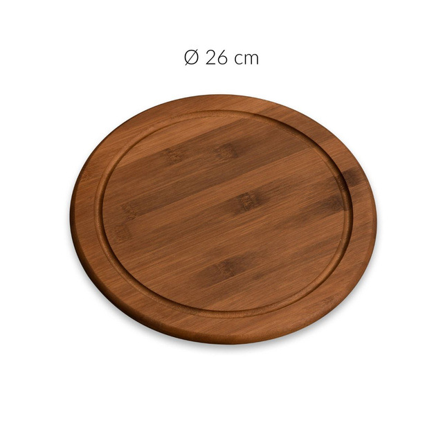 Tavă rotundă pentru servire, bambus închis, Ø 26 cm