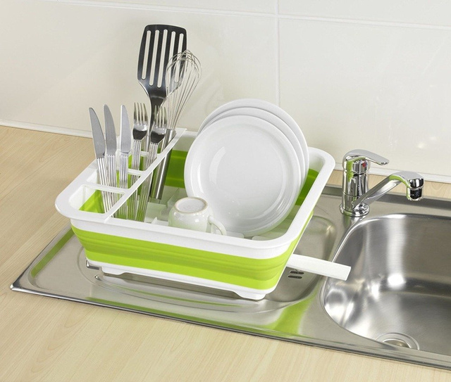 Uscător de vase pliabil, suport pentru vase, pliabil, WENKO, verde