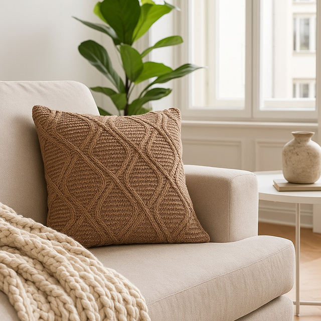 Pernă decorativă CHENILLE, tricotată, 45 x 45 cm