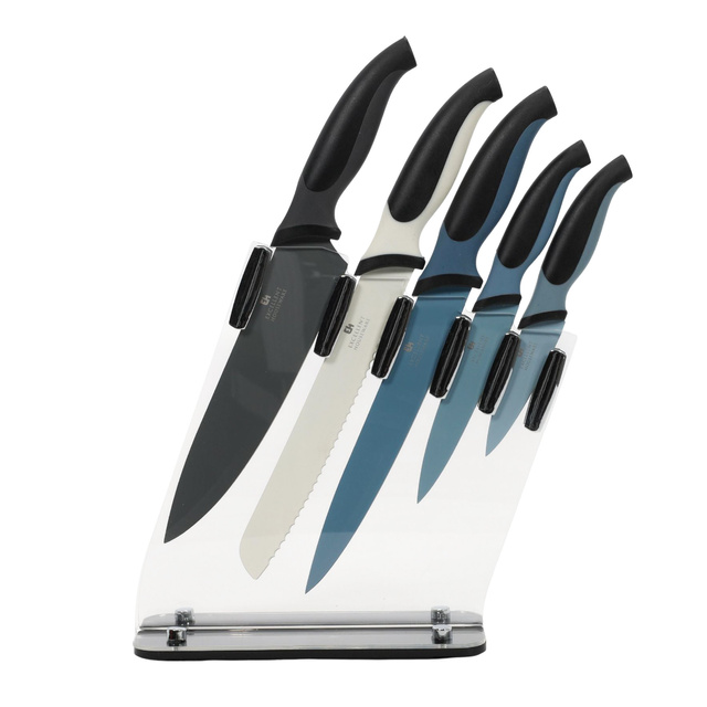 Set cuțite de bucătărie + suport, 5 buc.