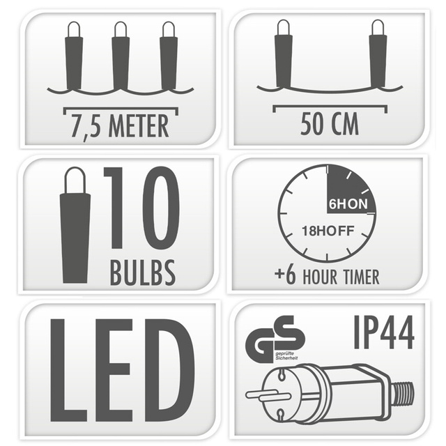Ghirlanda solara pentru gradina PARTY ALL NIGHT, cu 10 becuri in stil industrial
