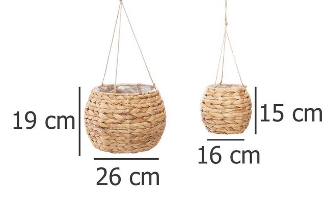 Set suporturi suspendate pentru flori în ghiveci, din iarbă de mare, 2 bucăți