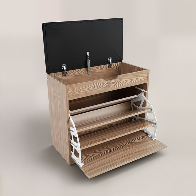 Dulap pentru pantofi cu loc de șezut și rafturi retractabile VAULT, 57 x 30 x 53 cm