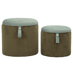 Set de 2 pufuri BOLZANO cu spațiu de depozitare ascuns și capac detașabil, Ø 38 cm & Ø 32 cm