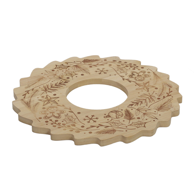 Tavă din bambus pentru servirea gustărilor BELLUNE, coroană de Crăciun, Ø 30 cm